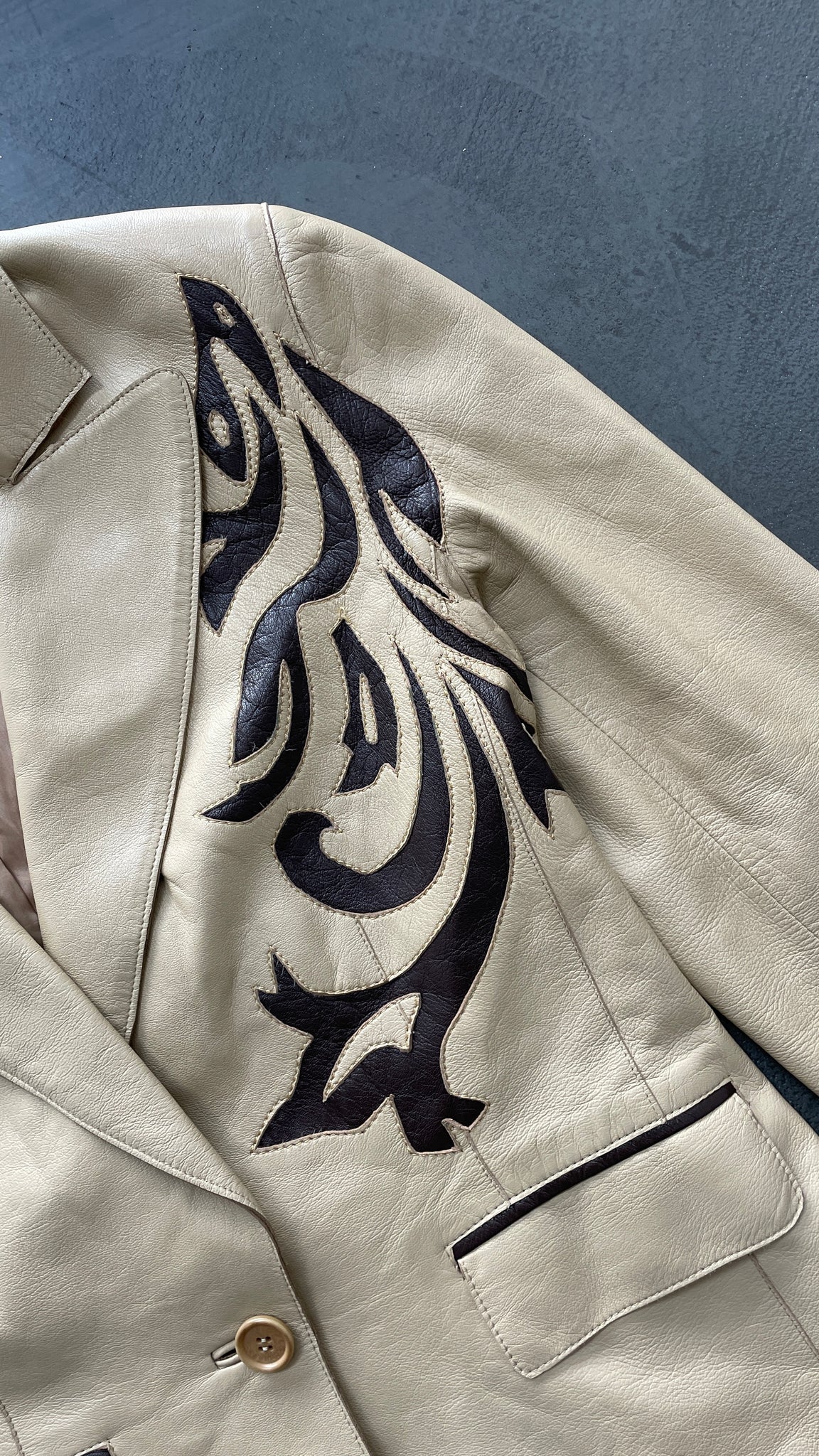 Tribal Detail Leather Jacket