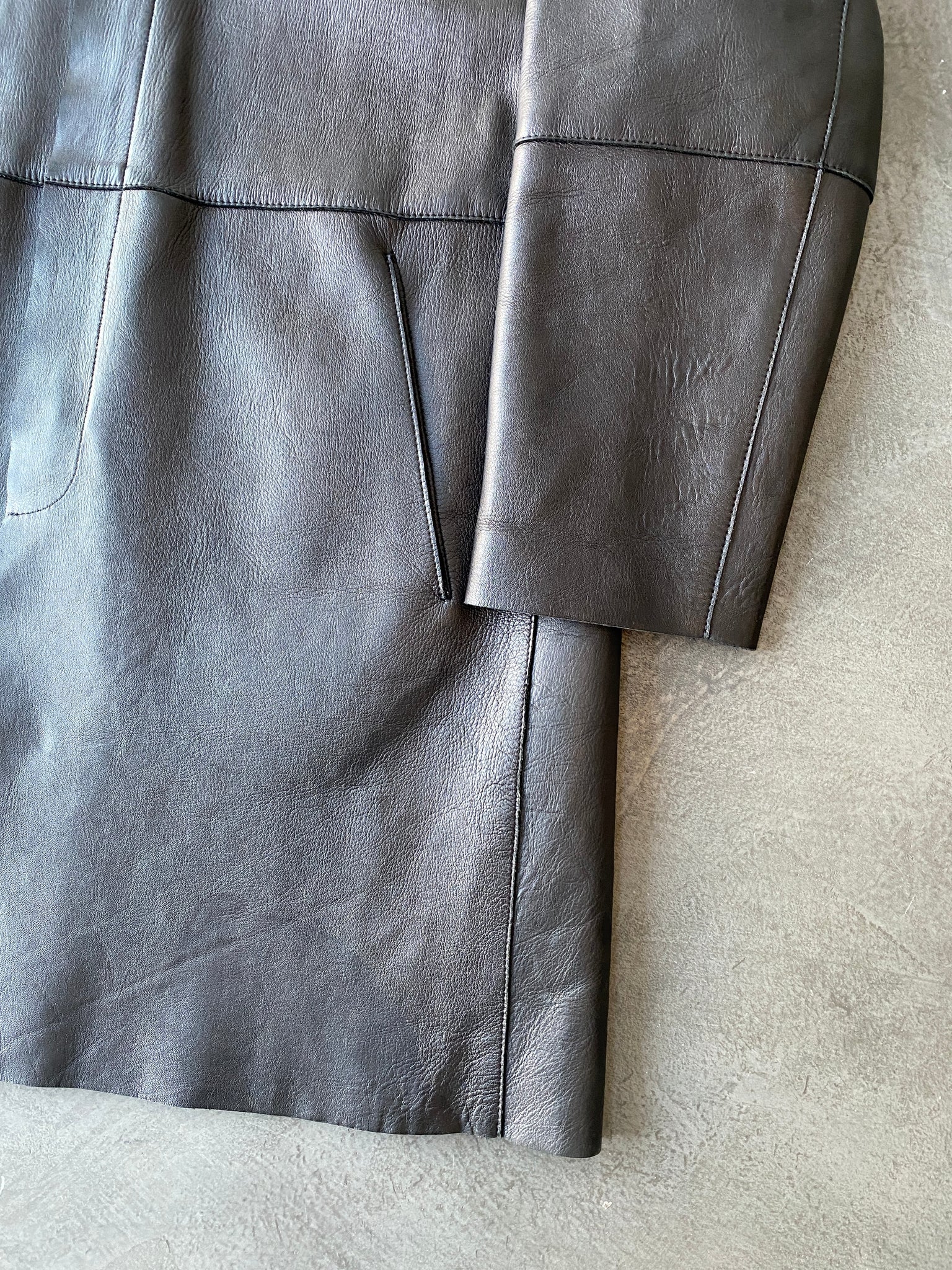 Long Black Leather Coat