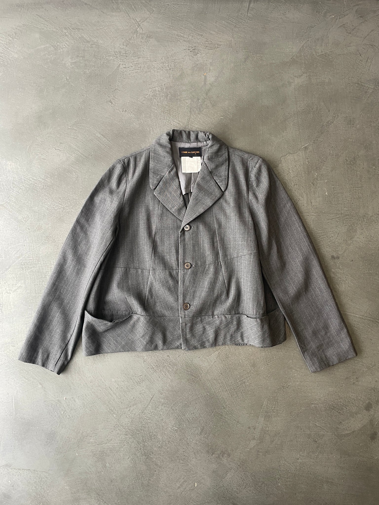 Grey Stripe Wool Blazer