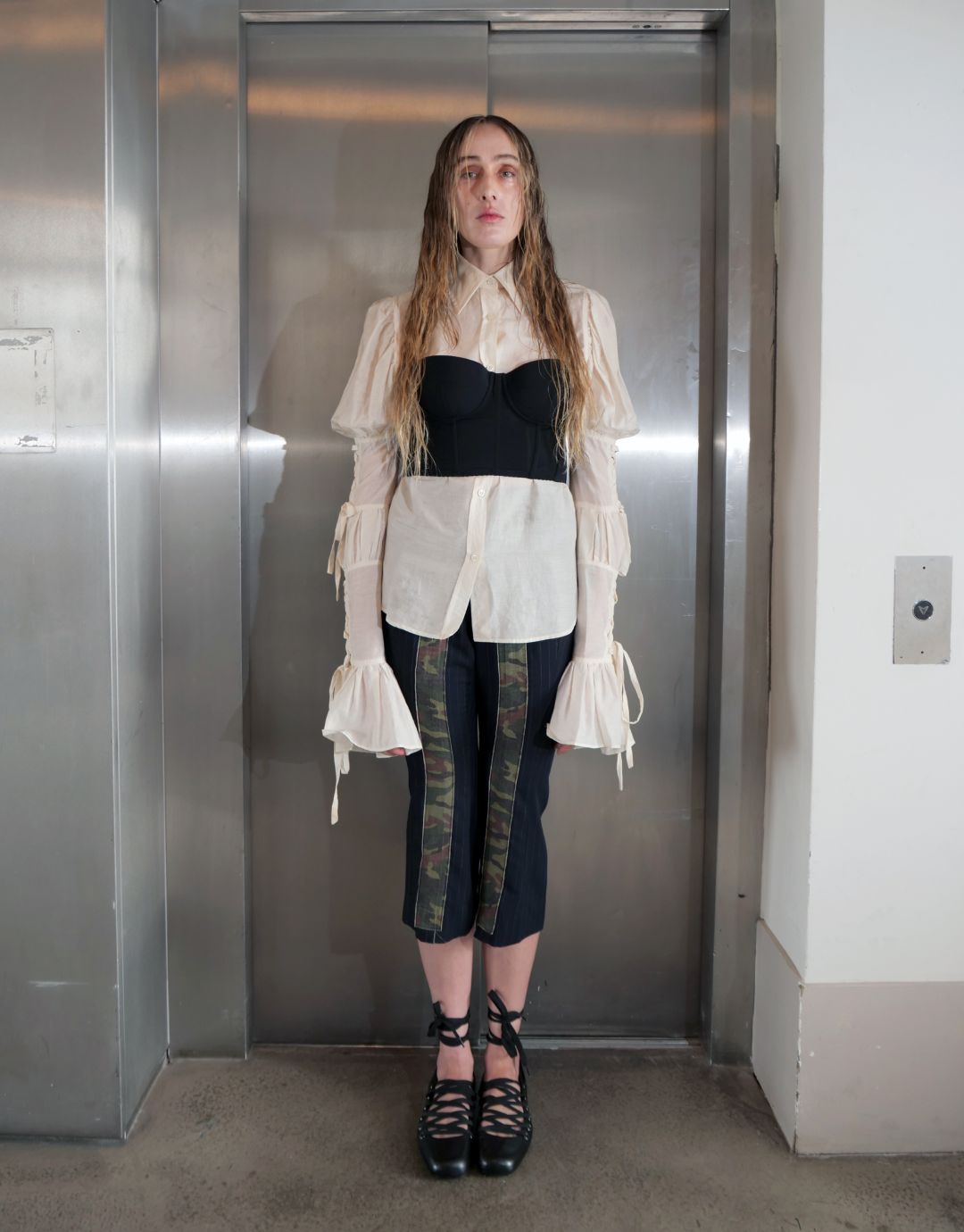 Camo Detail Pinstripe Trousers