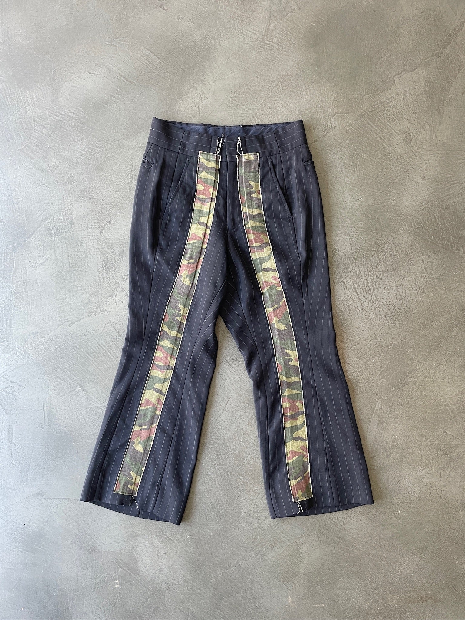 Camo Detail Pinstripe Trousers