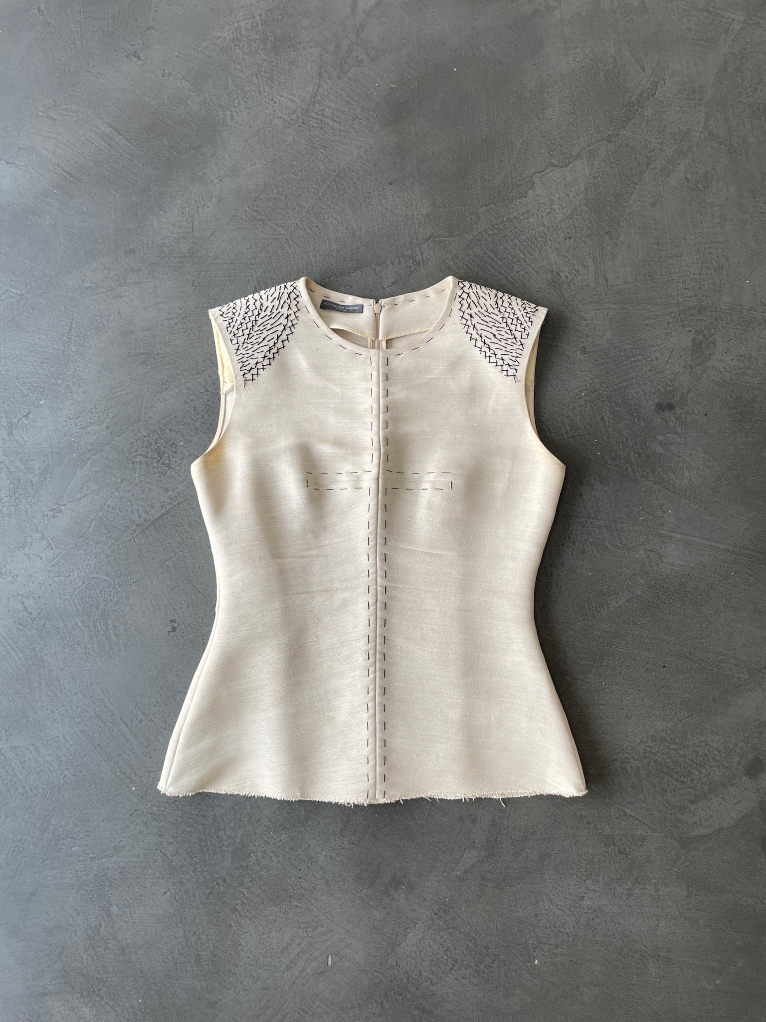 Off White Sile Top With Cross Stitch Detail