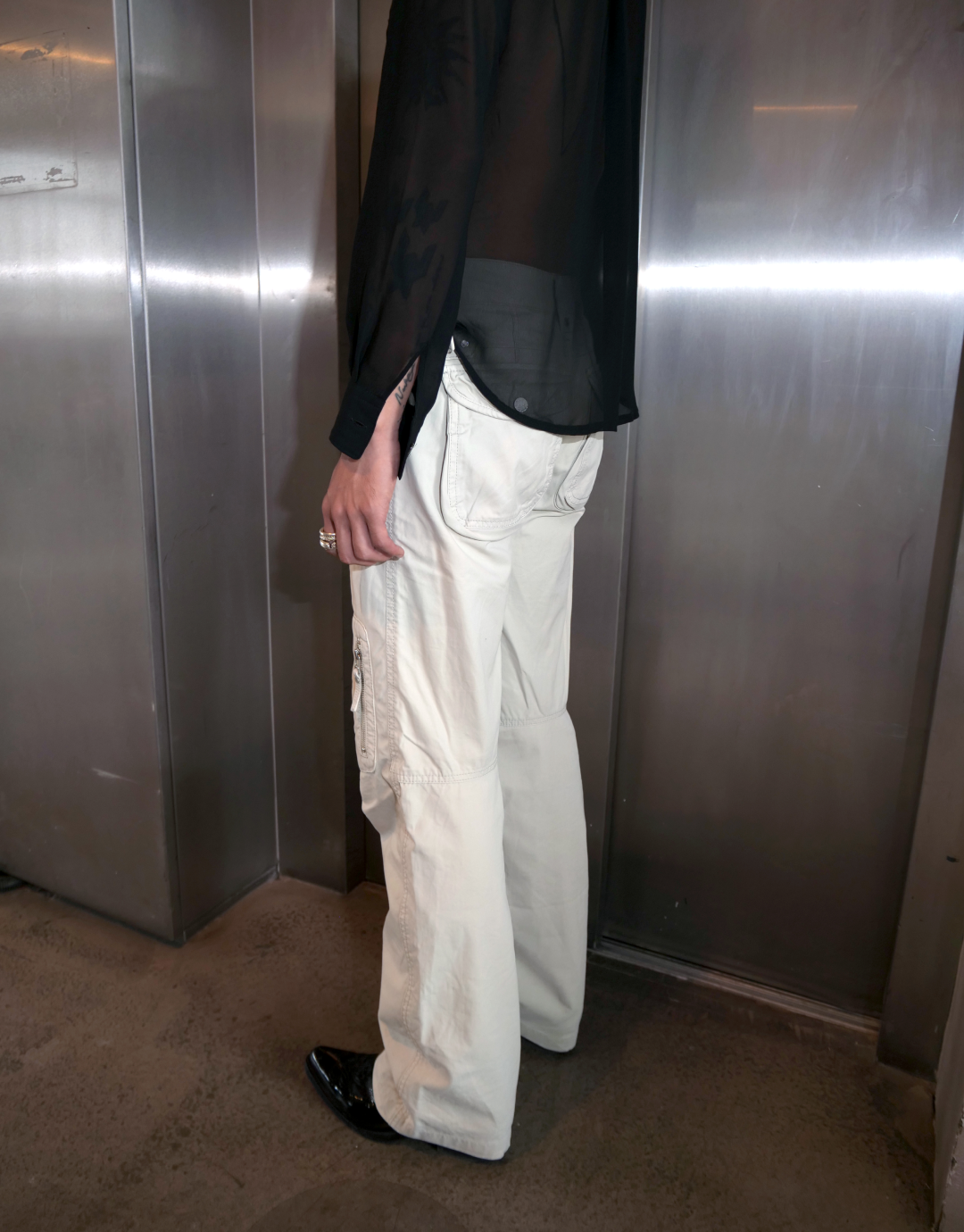 Beige Multi Pocket Trousers