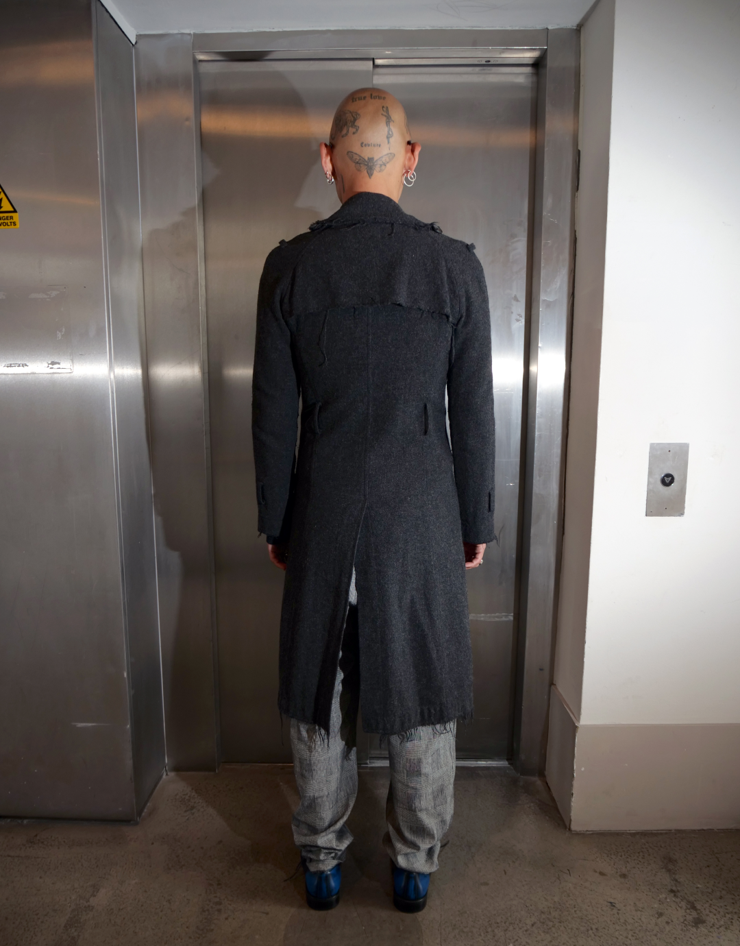 Double Breasted Frayed Edge Coat