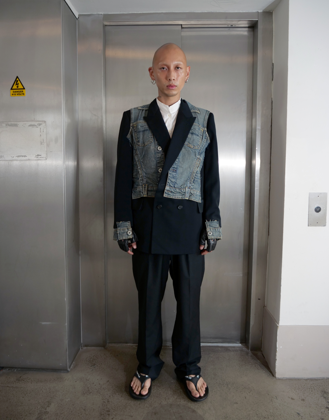 Hybrid Denim Double-Breasted Blazer