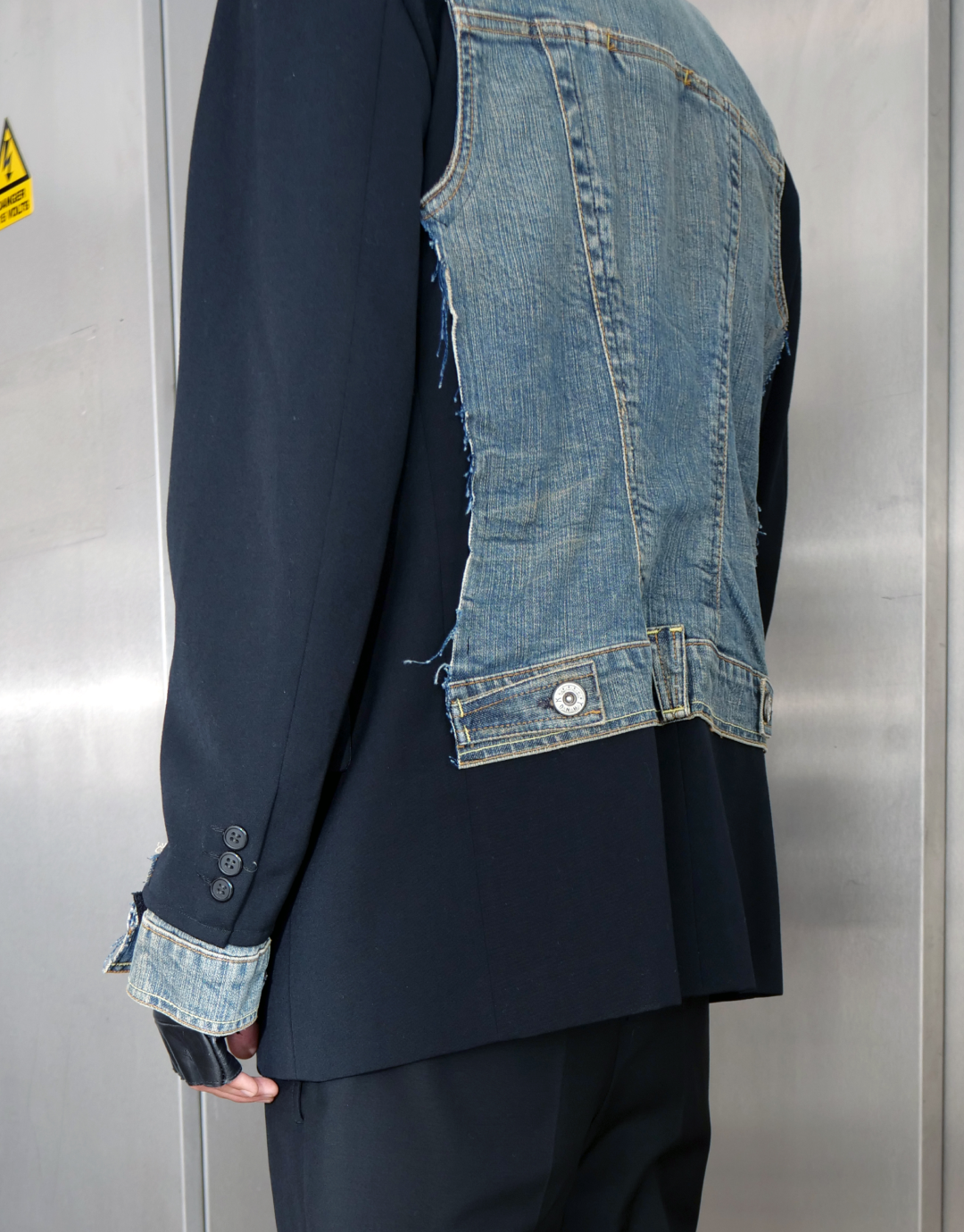 Hybrid Denim Double-Breasted Blazer