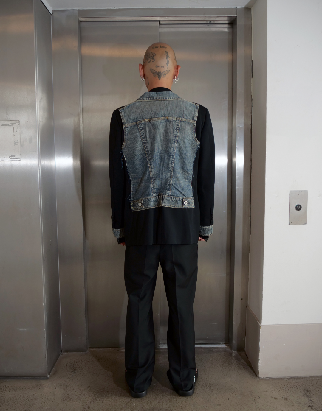 Hybrid Denim Double-Breasted Blazer