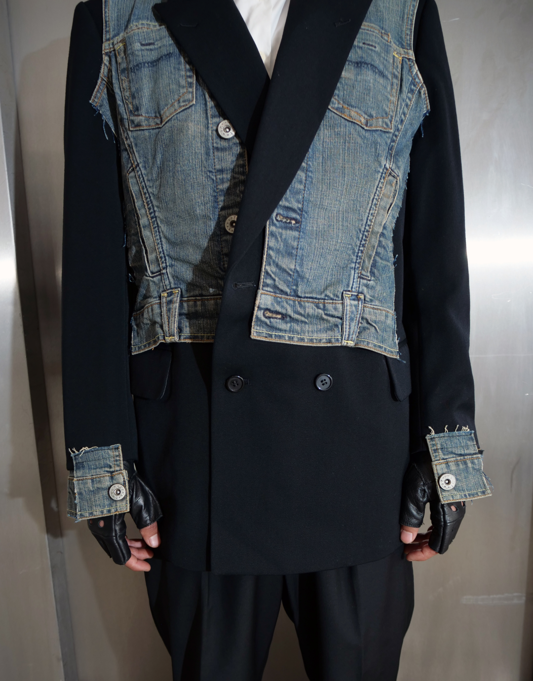 Hybrid Denim Double-Breasted Blazer