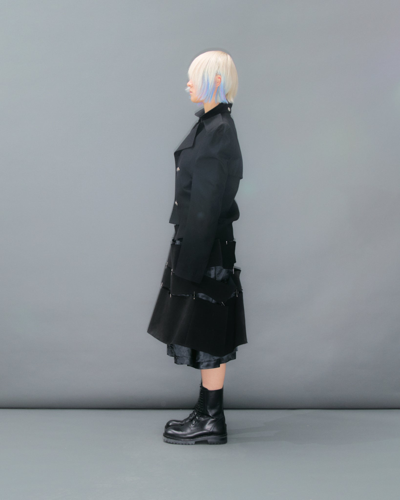 Black Wool Mix Double Breasted Coat