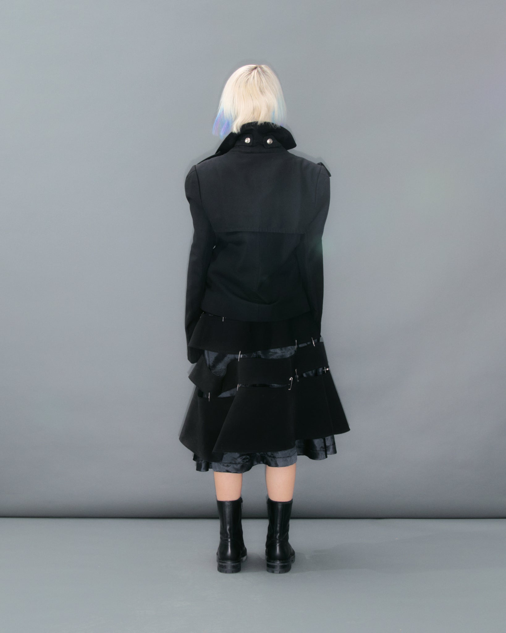 Black Wool Mix Double Breasted Coat