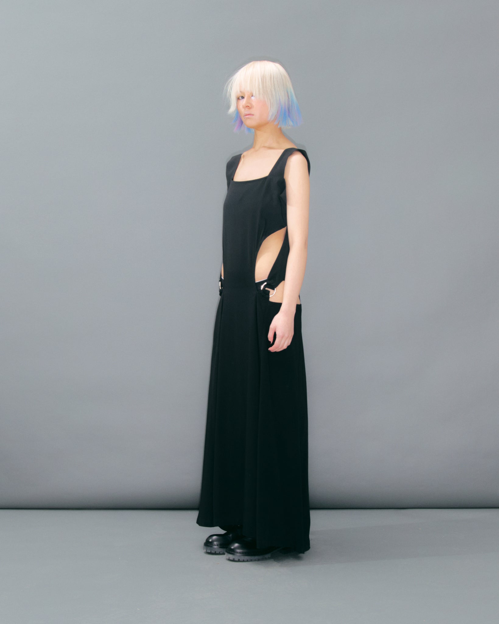 Black Buckle Dress Cut Out