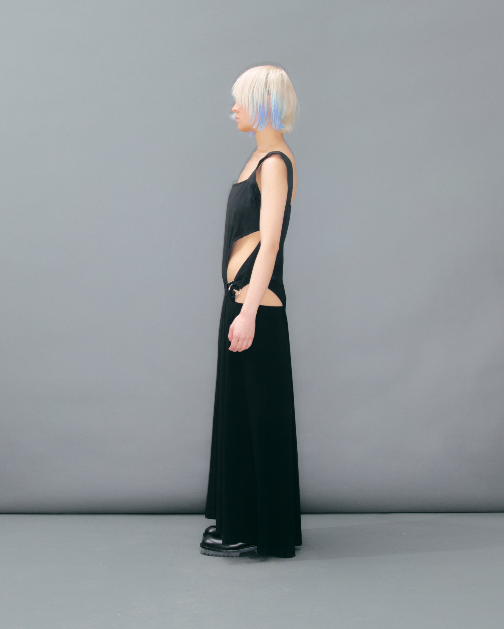 Black Buckle Dress Cut Out