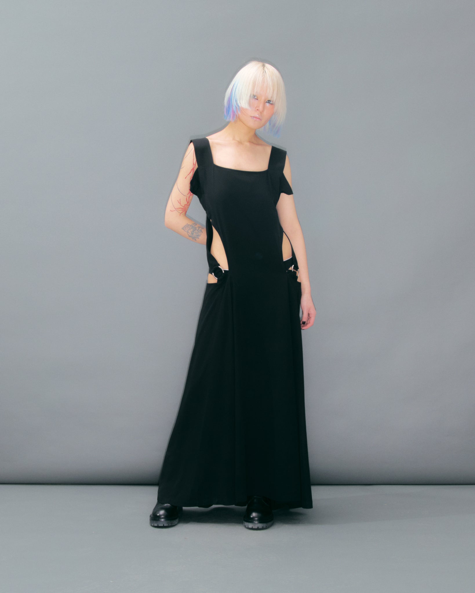 Black Buckle Dress Cut Out