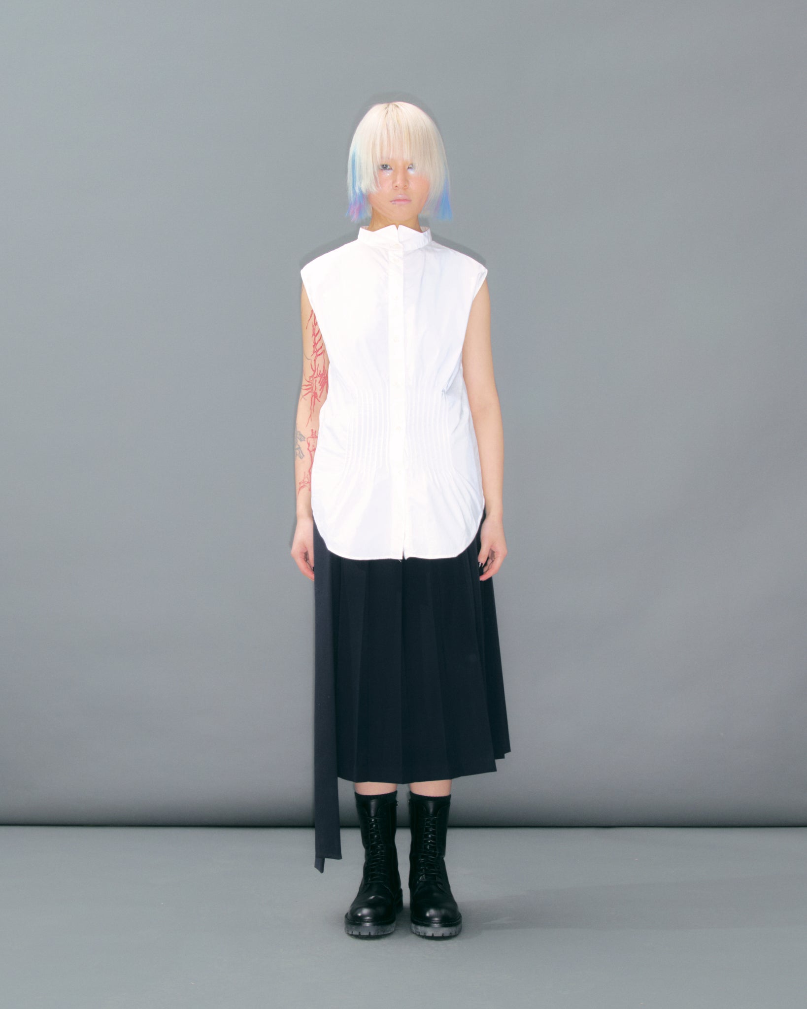 Pleated White Tuxedo Shirt