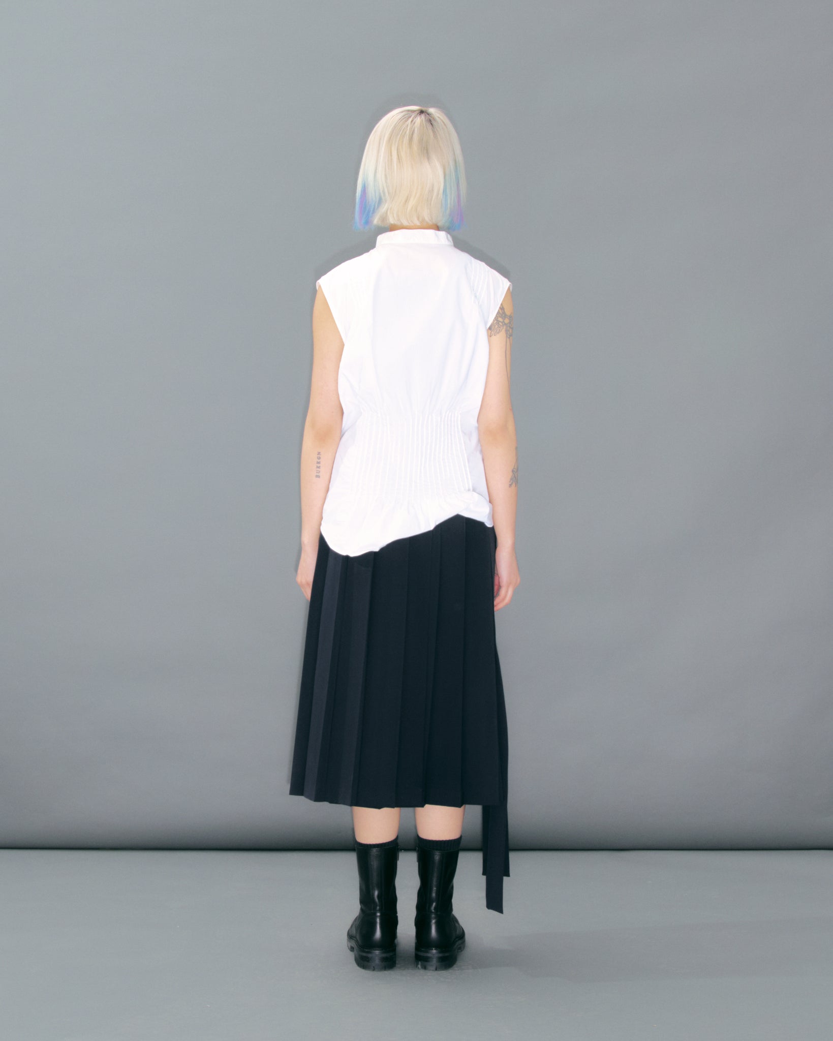 Pleated White Tuxedo Shirt