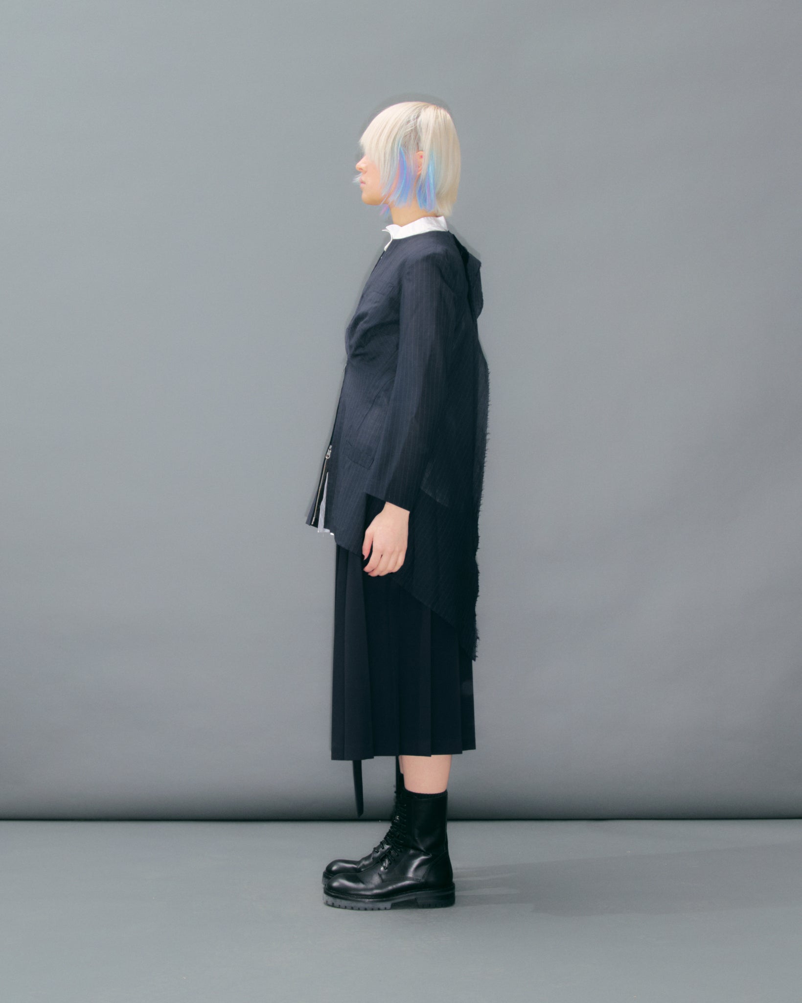 Navy Pinstripe Wool Mix Jacket