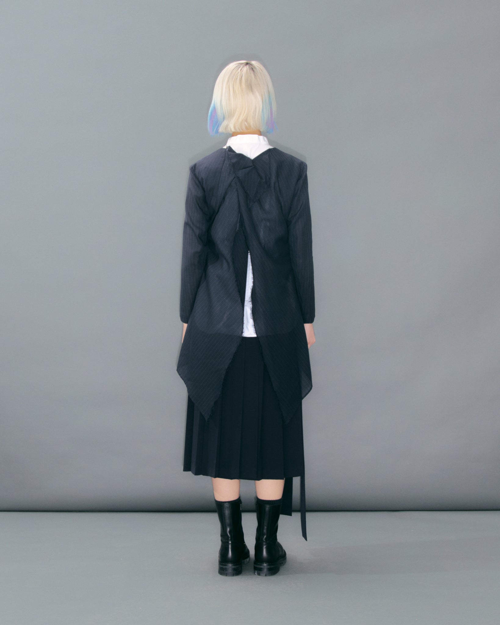 Navy Pinstripe Wool Mix Jacket