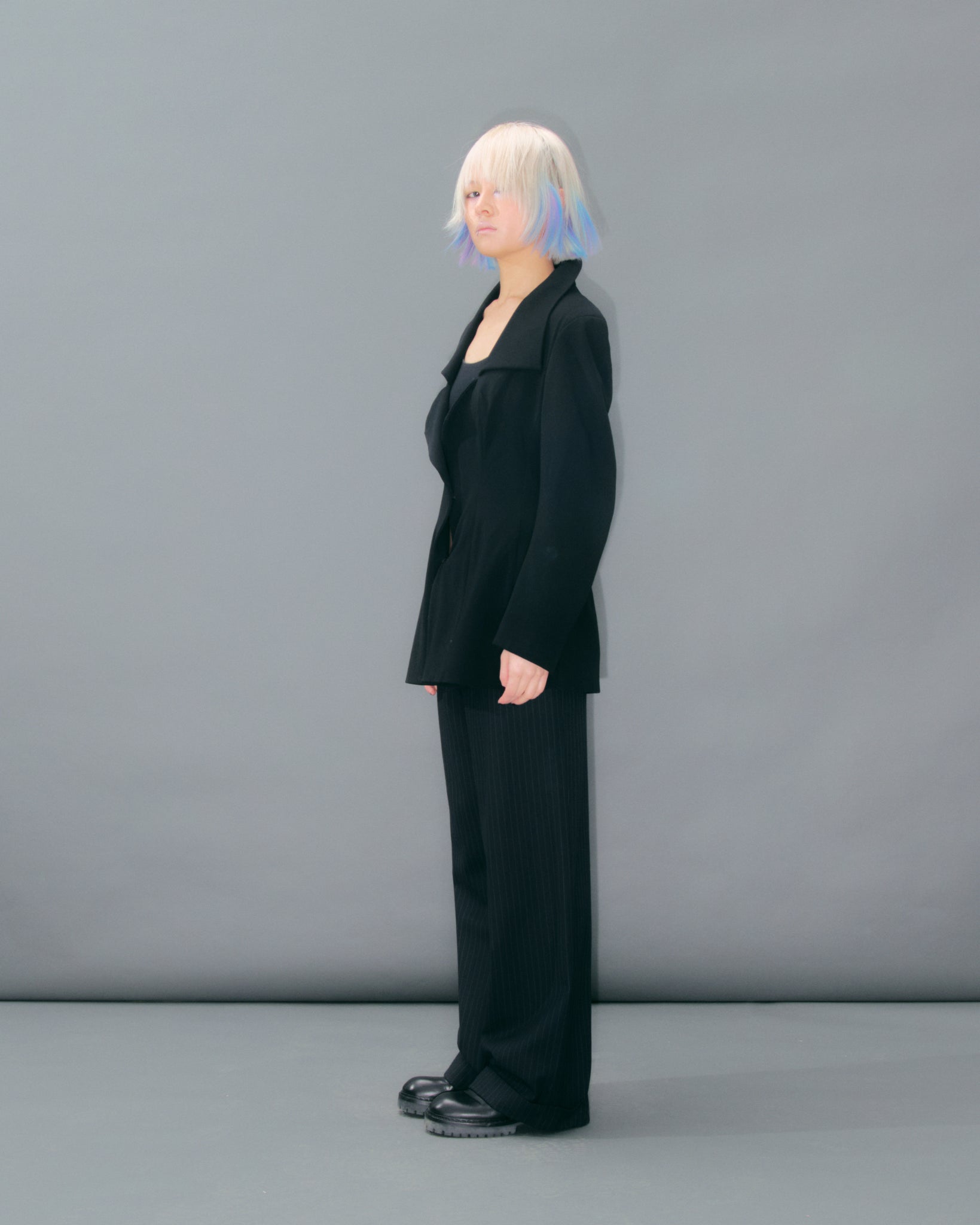 Black Wool Square Neck Jacket