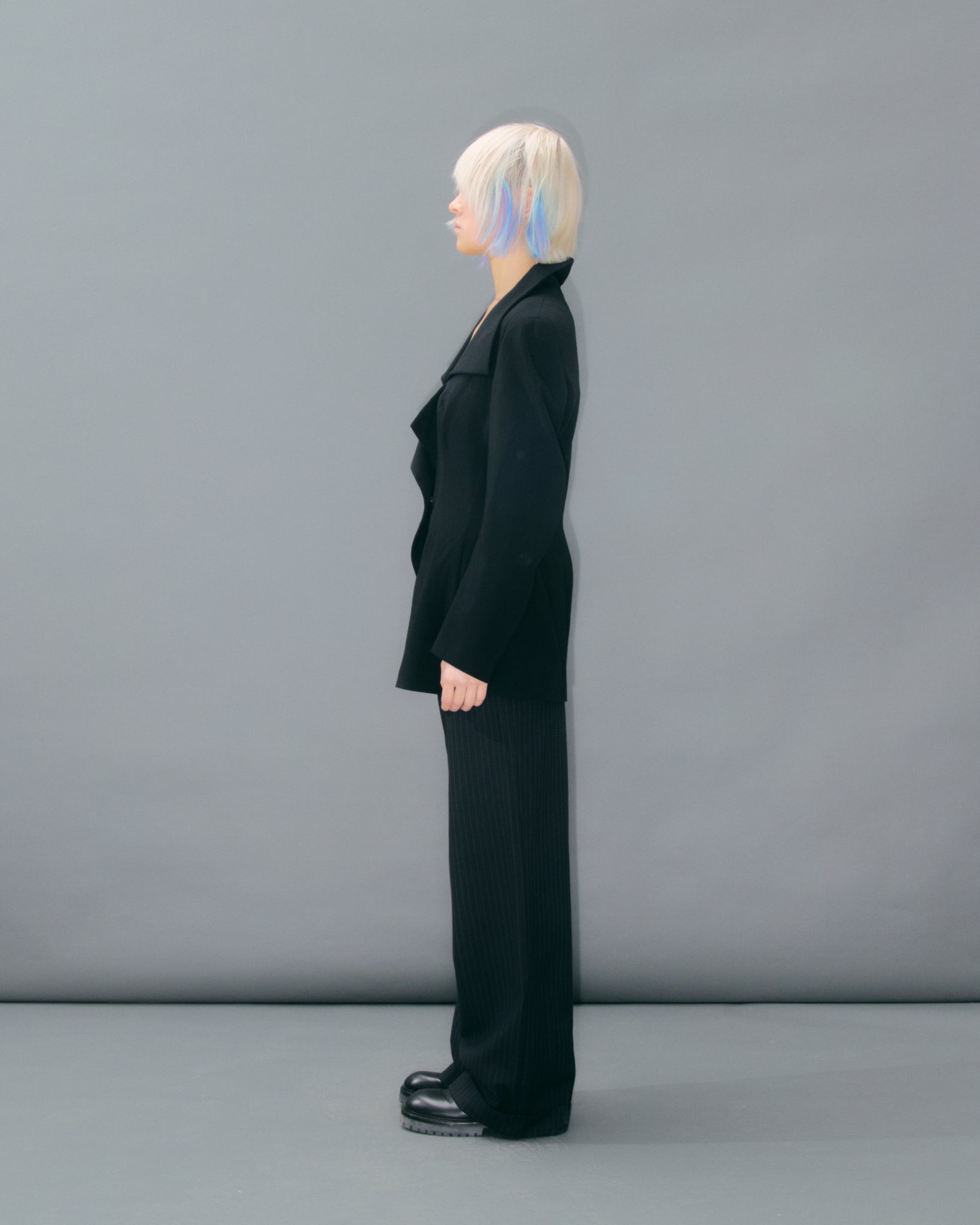 Black Wool Square Neck Jacket