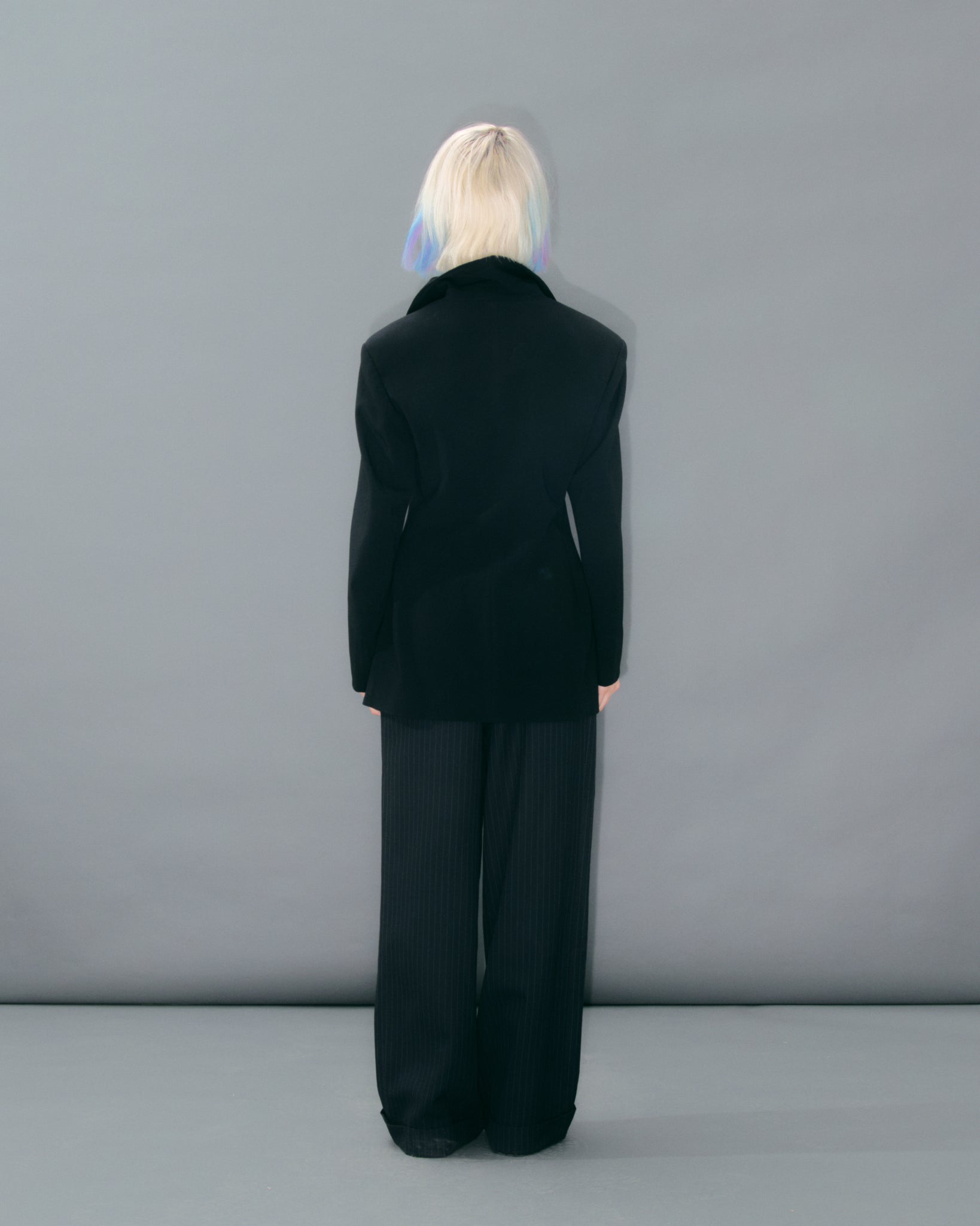 Black Wool Square Neck Jacket