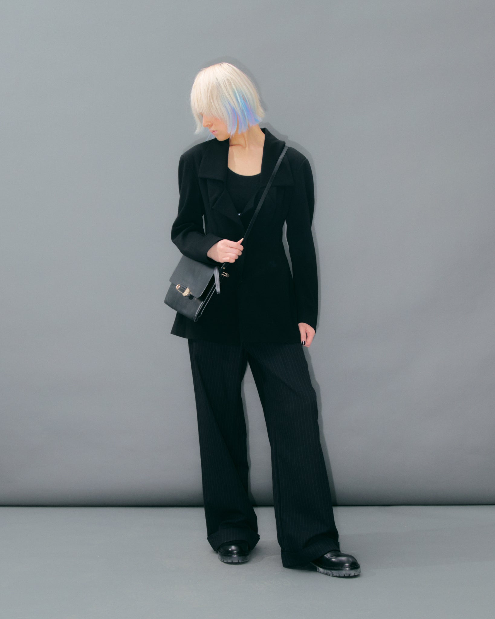 Black Wool Square Neck Jacket