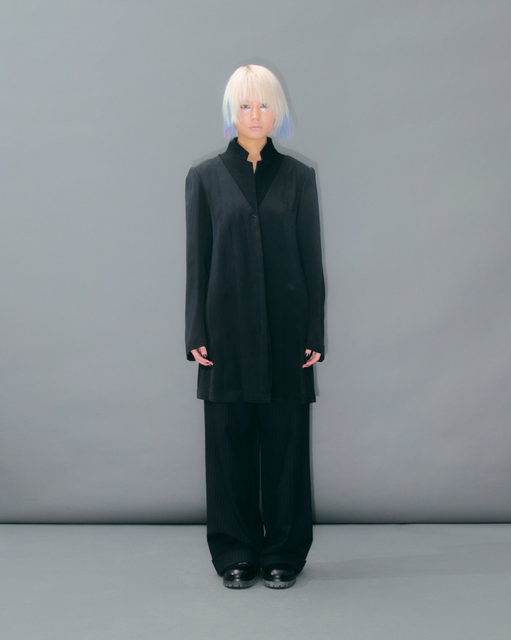 Black Silk Blazer Wool Collar