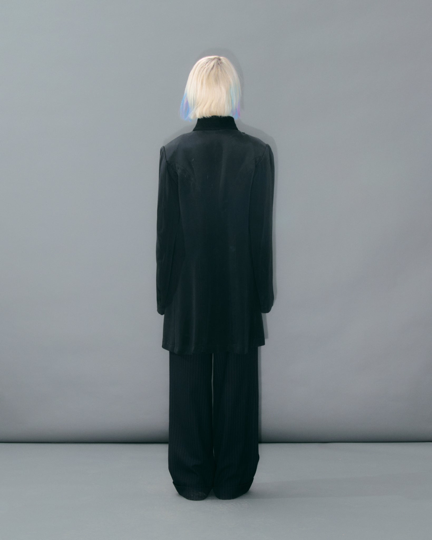 Black Silk Blazer Wool Collar