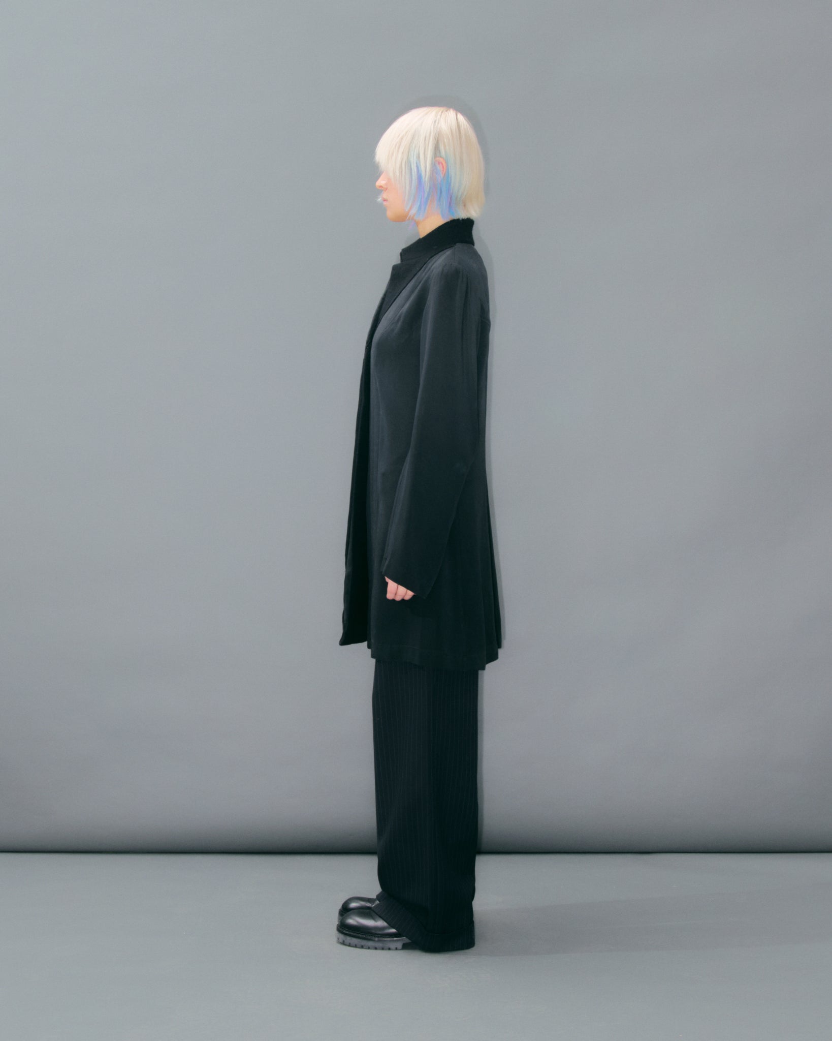Black Silk Blazer Wool Collar
