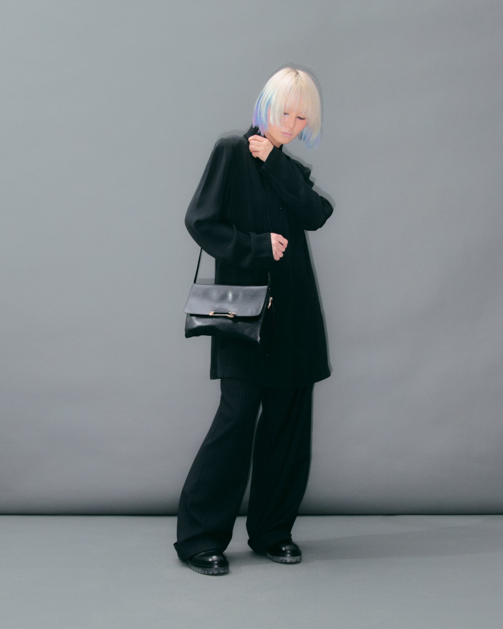 Black Silk Blazer Wool Collar