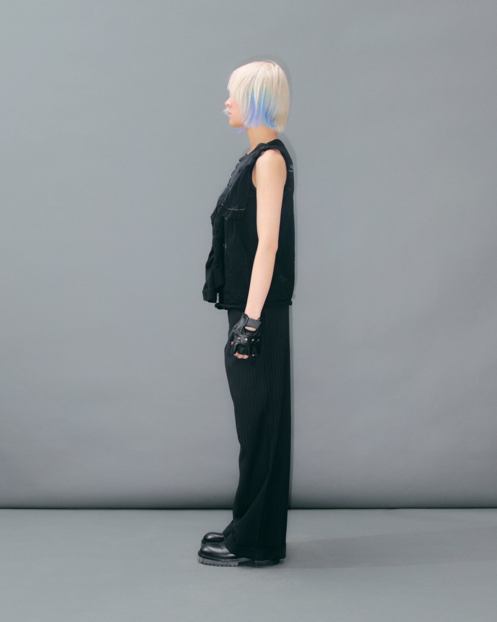 Navy Pinstripe Wool Trousers