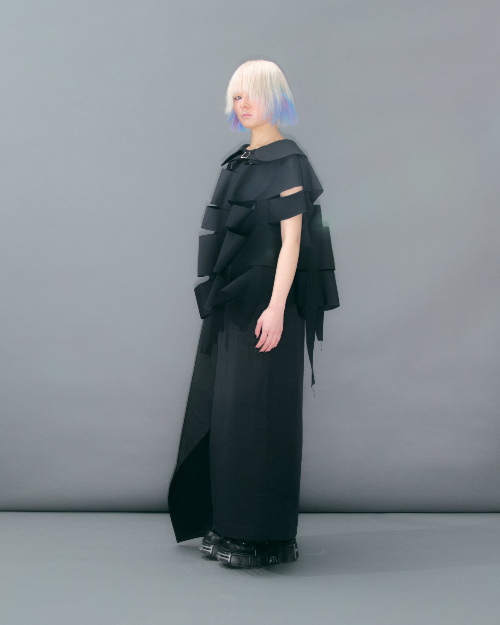 Slit Detail Black Cape