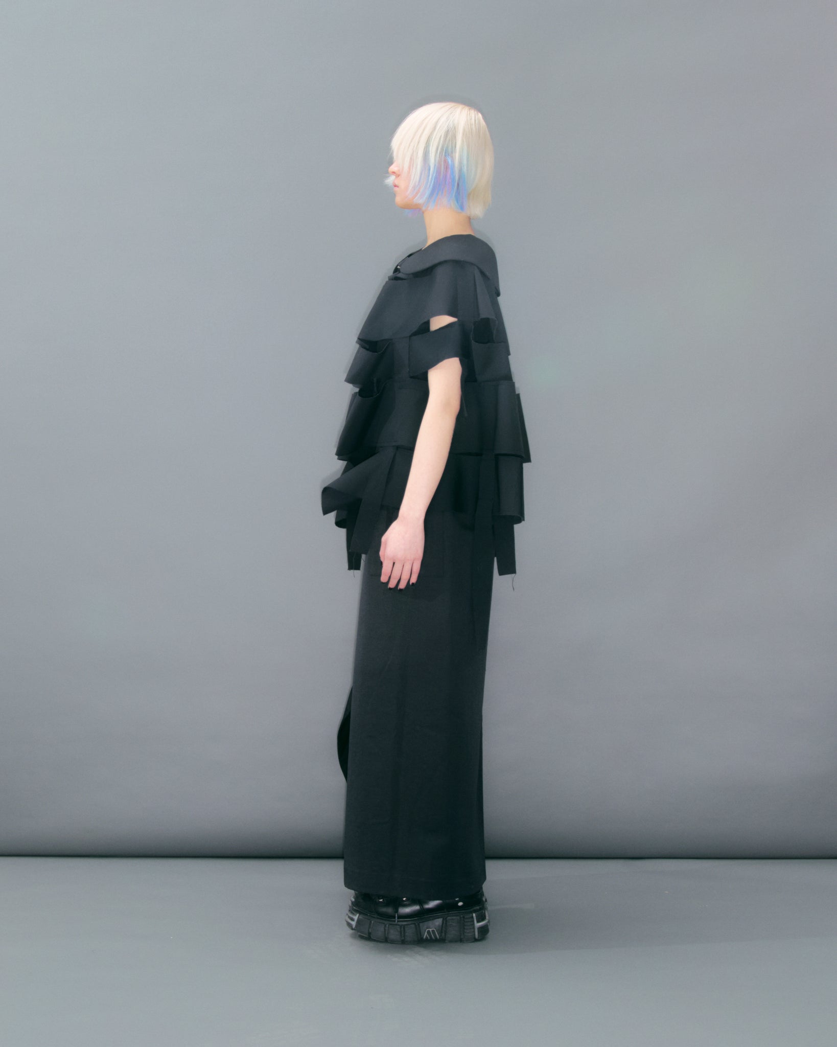 Slit Detail Black Cape