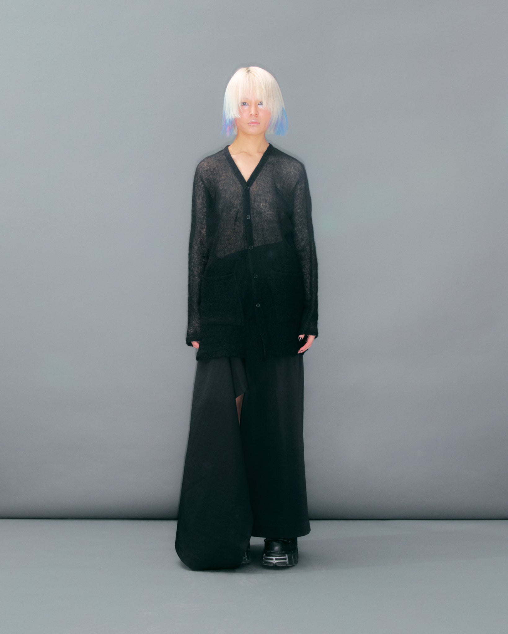 Black Sheer Knit Cardigan