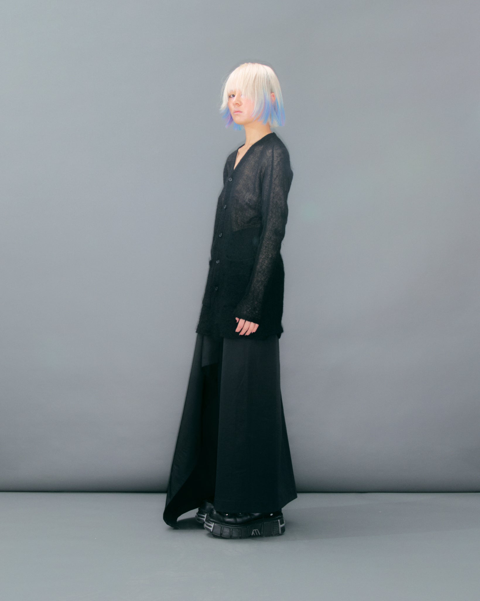 Black Sheer Knit Cardigan