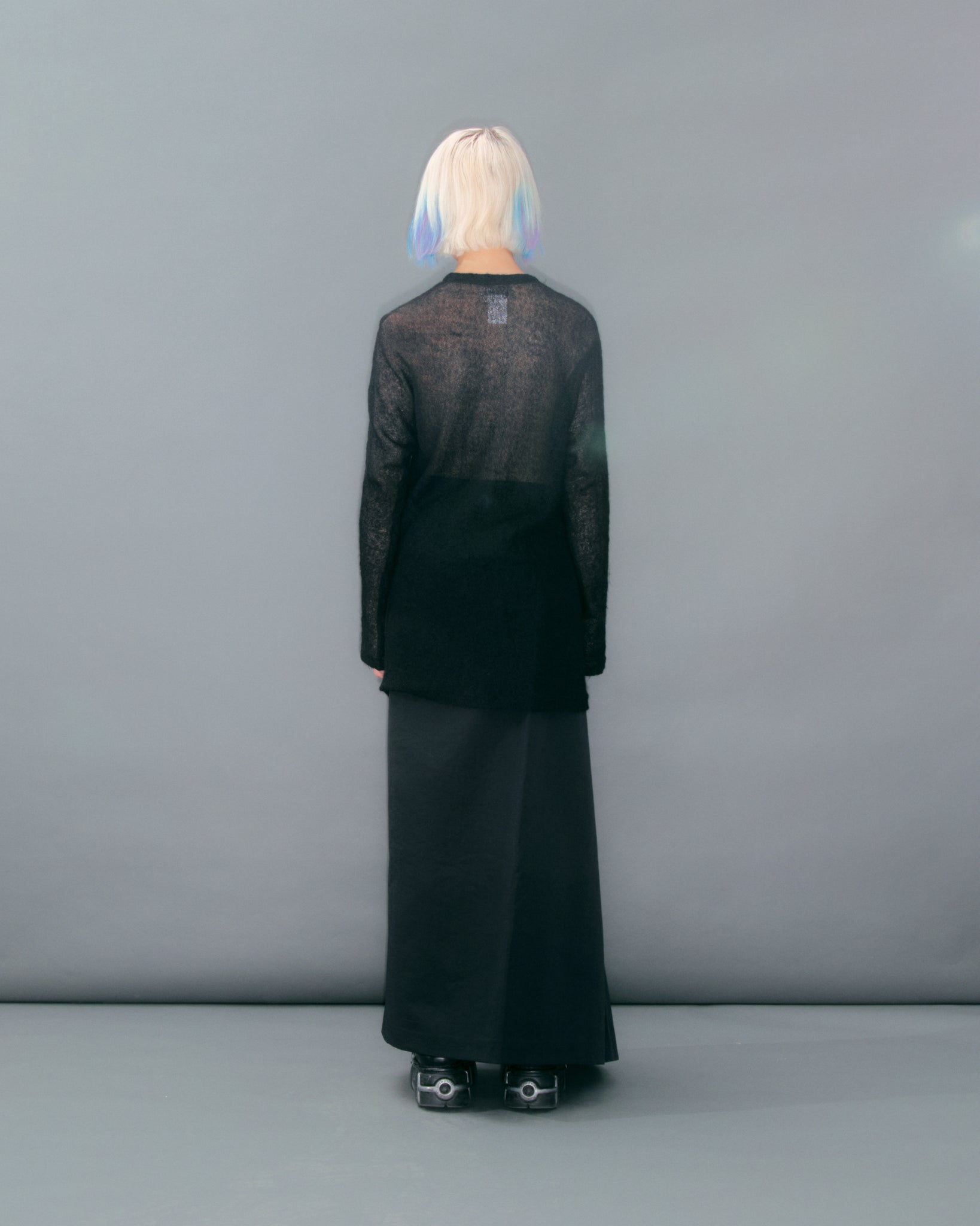 Black Sheer Knit Cardigan