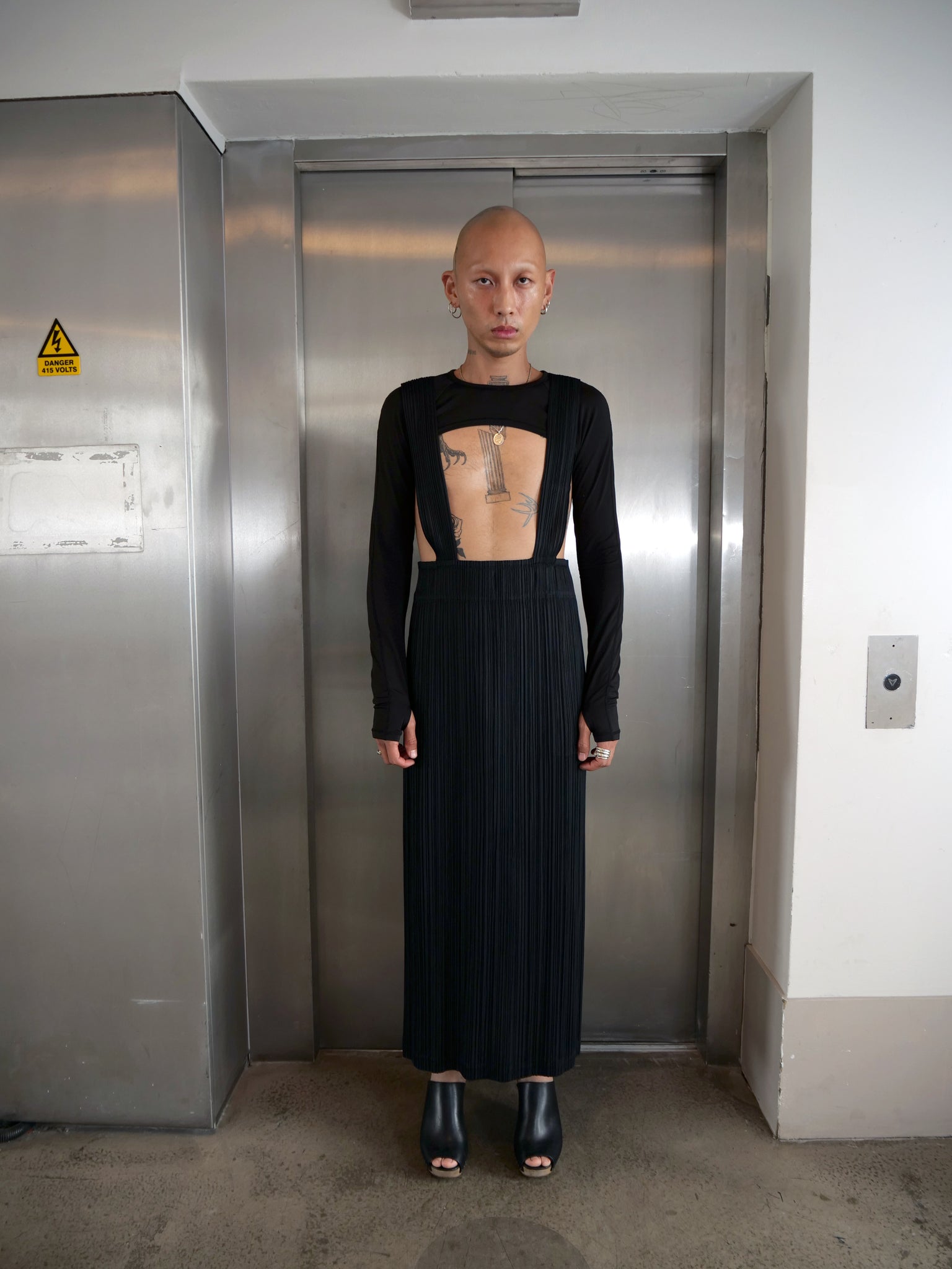 Pleats Please Dress Long Strap Black