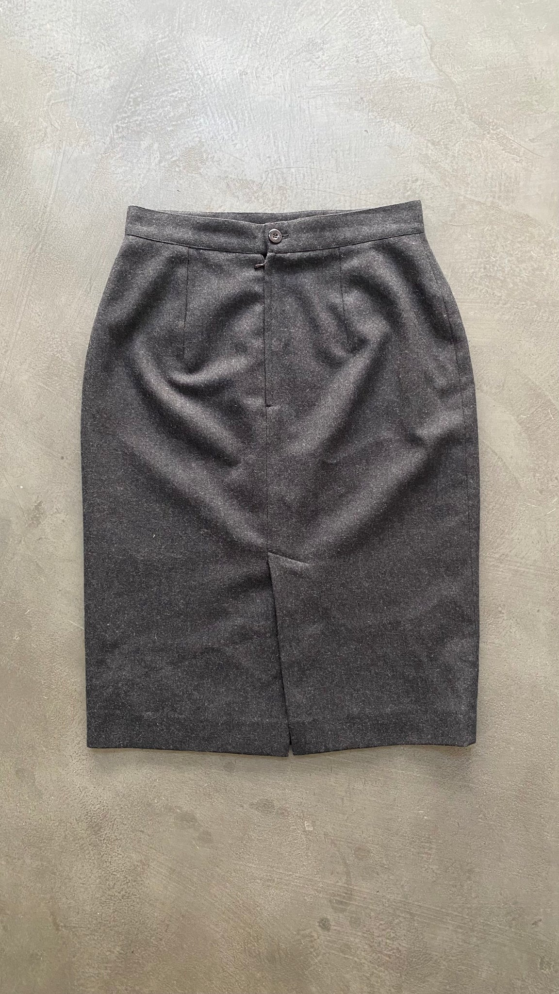 Grey Wool Mid Length Skirt