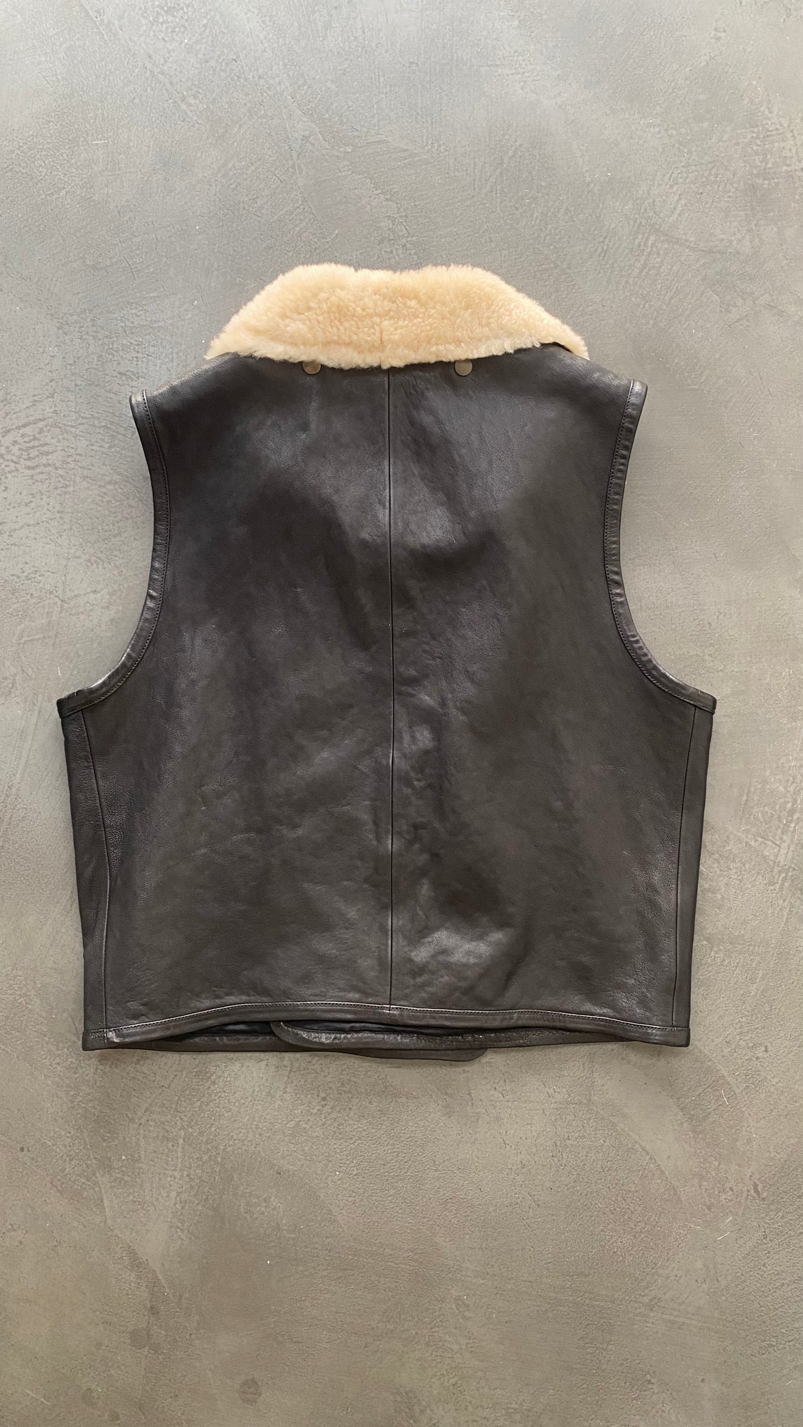 Black Leather Shearling Gilet