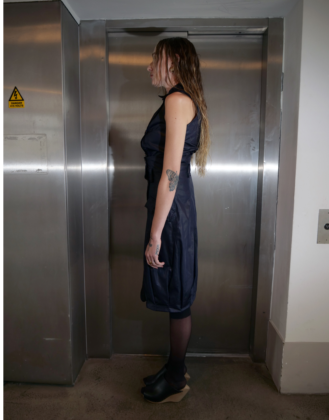 Navy Double Breasted Coated Set