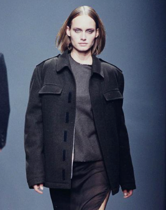 Grey Wool Top With Beaded Trim