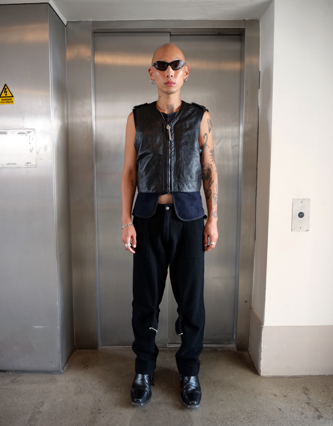 Black Trousers with Straps knees