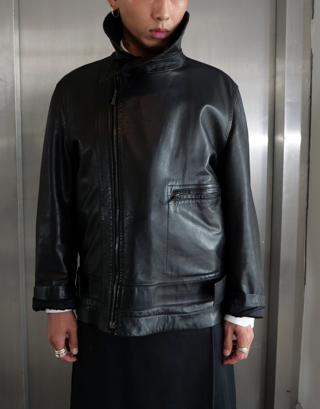 Black Leather Bomber Jacket